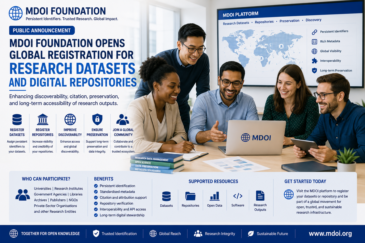 MDOI Foundation Opens Global Registration for Research Datasets and Digital Repositories